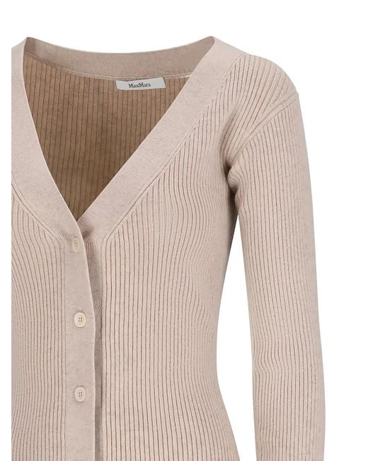 Max Mara Natural Nude Neutrals Wool Cashmere Cardigan