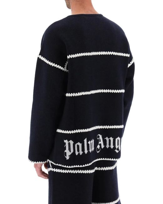 Palm Angels Black Knit Wool Blend Pullover for men