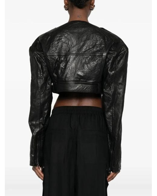 Rick Owens Black Reimagined Leather Jacket With Adjustable Belt