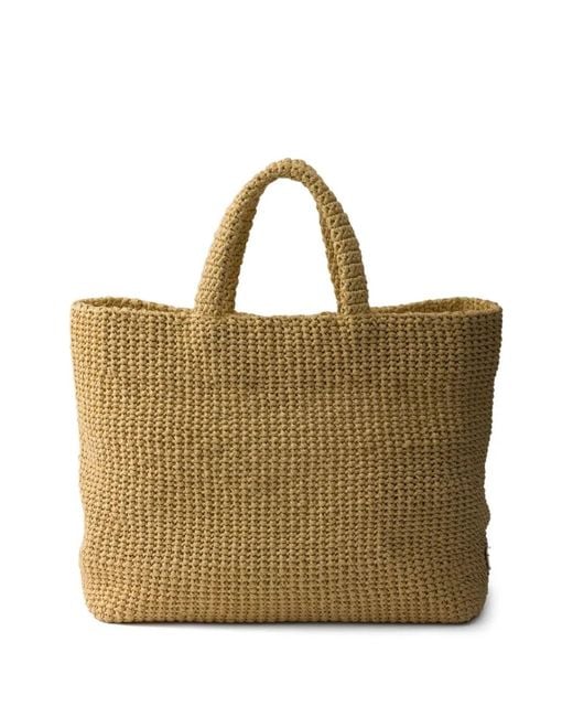 Prada Natural Raffia Shopping Bag