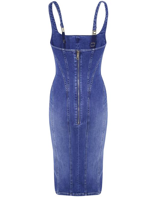 Elisabetta Franchi Blue Jeans Midi Dress