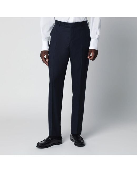 Luigi Bianchi Blue Pinstripe Singlebreasted Wool Suit for men