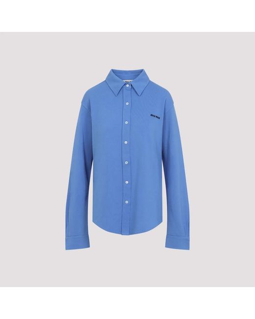Miu Miu Blue Cerulean Piquet Shirt