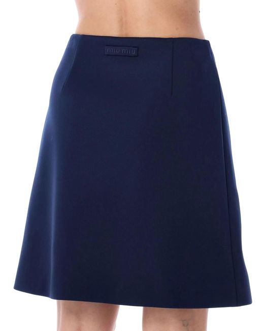 Miu Miu Blue Technical Jersey Mini Skirt