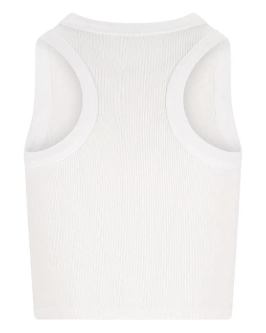 Givenchy White Cotton Cropped Tank Top With Paris Print