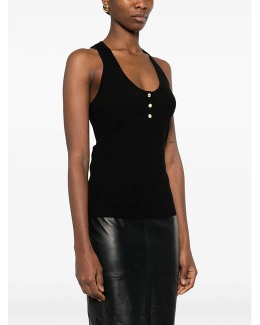 Elisabetta Franchi Black Micro-Cable Knit Top