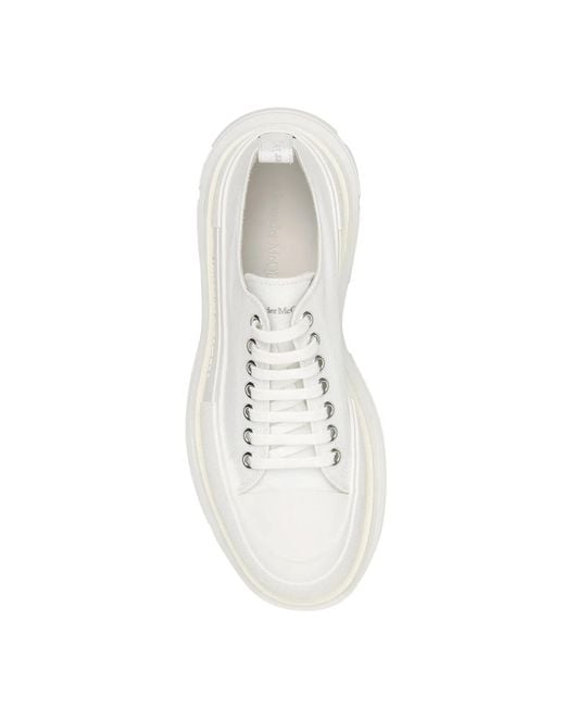 McQueen White Canvas Tread Slick Sneakers