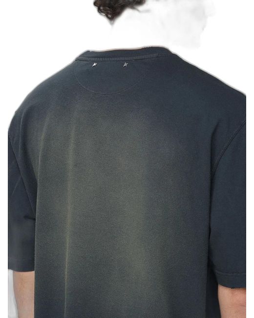 Golden Goose Deluxe Brand Blue Journey T-Shirt Dyed Gauze C for men