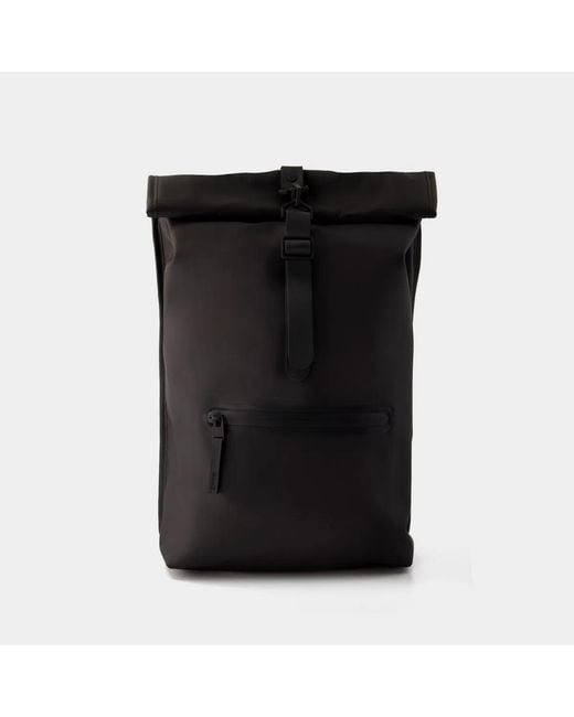 Rains Black Rolltop Rucksack Backpack