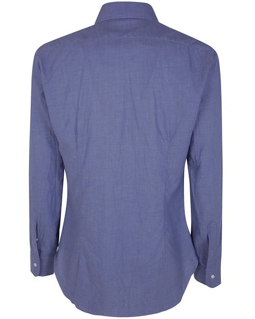 Barba Napoli Blue Chevron Classic Shirt for men