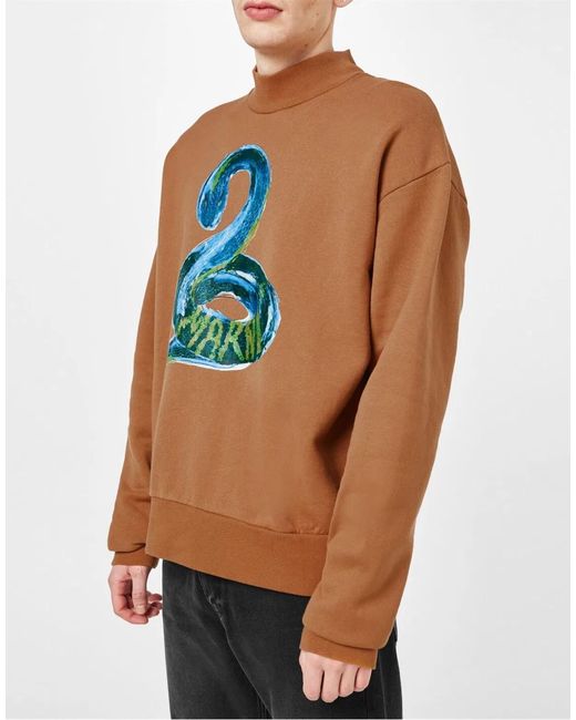 Marni Blue Piton Logo Brushed Organic Sweatshirt for men