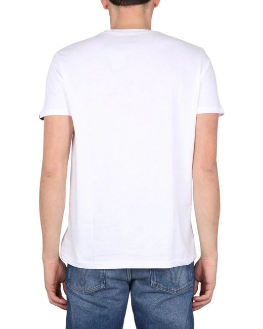 Alpha Industries White Logo Print T Shirt for men