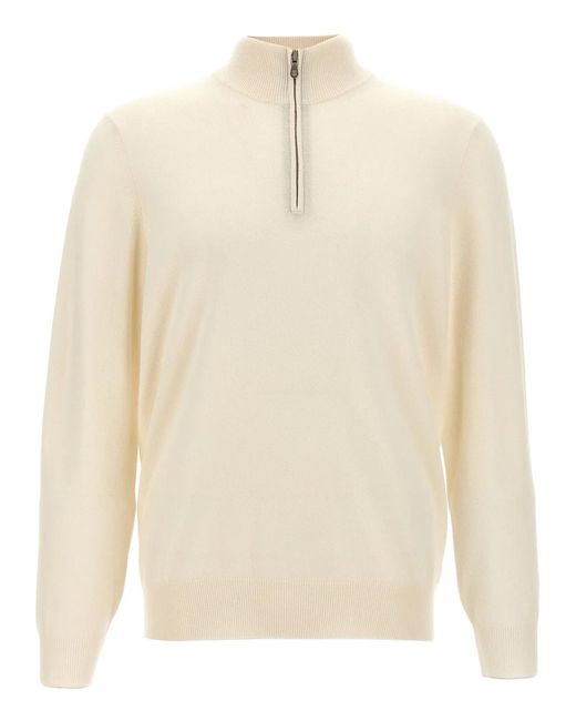 Brunello Cucinelli White Cashmere Sweater for men