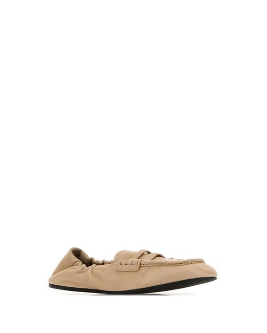 Miu Miu White Ruches Leather Loafers