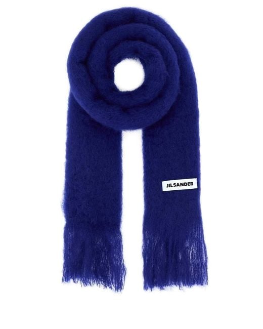 Jil Sander Blue Plain Scarf for men