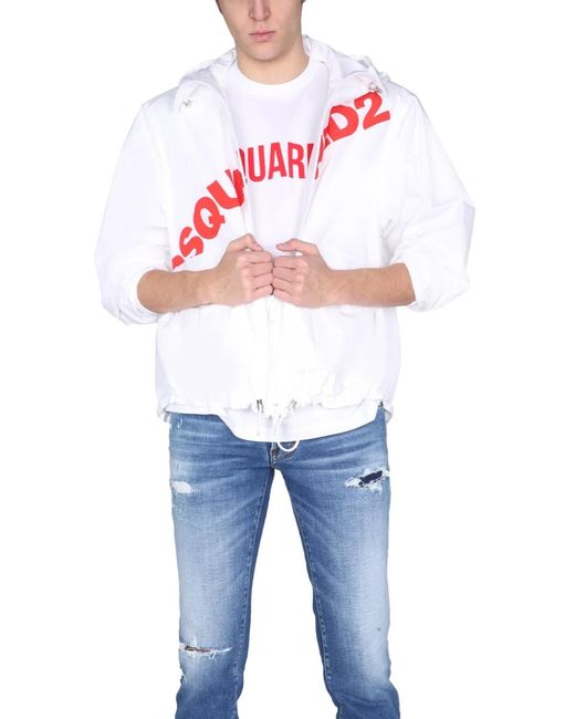 DSquared² White Jacket With Logo Print for men