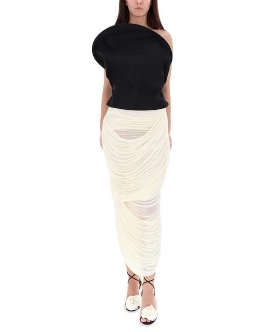 Magda Butrym Natural Draped Midi Skirt