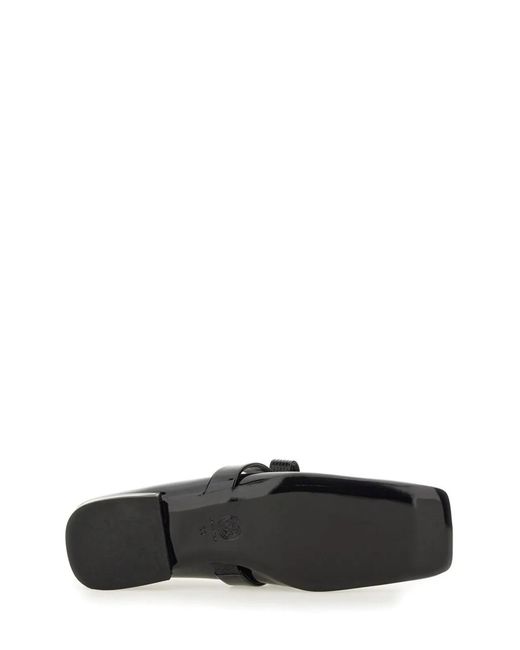 Versace White Gianni Ribbon Embellished Patent-Leather Mary Jane Ballet Flats