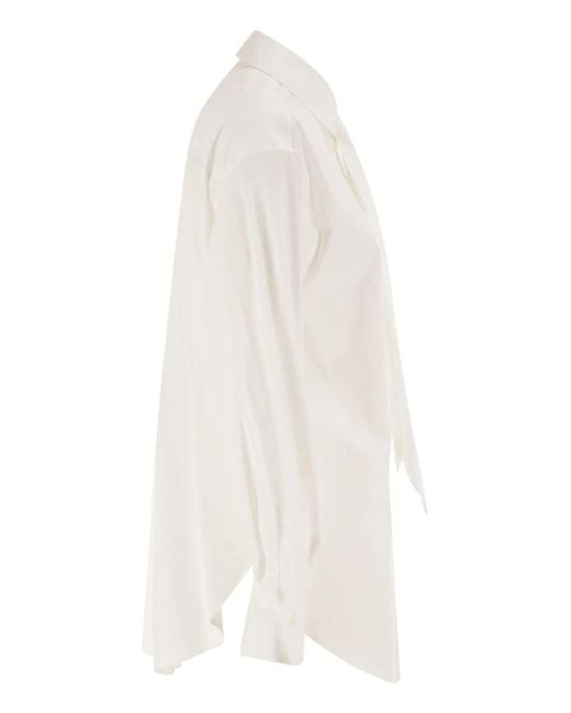 Brunello Cucinelli White Stretch Cotton Shirt With Tie
