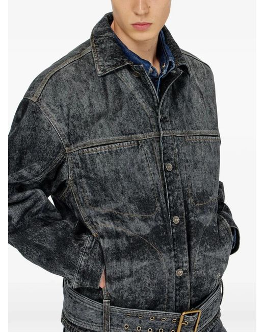 DIESEL Blue Biker-Inspired Denim Jacket for men