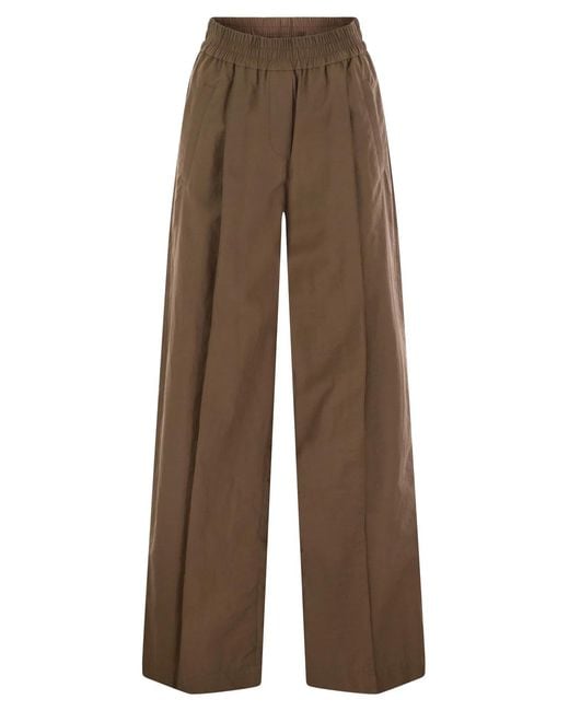 Brunello Cucinelli Brown Loose Fit Cotton Trousers