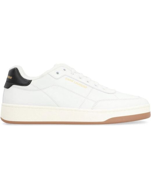 Saint Laurent White Sl/61 Logo-Print Low-Top Sneakers for men