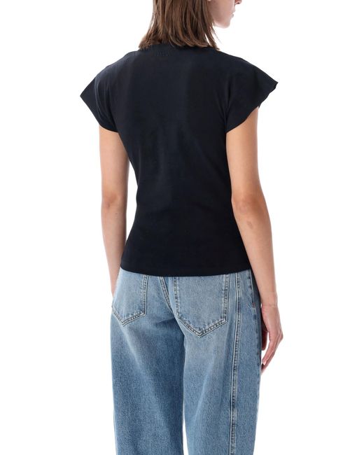 Isabel Marant Black Nadrine Draped Cotton Jersey T-Shirt