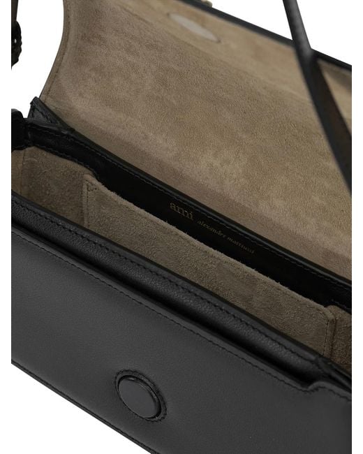 AMI Black "Paris Paris" Small Shoulder Bag