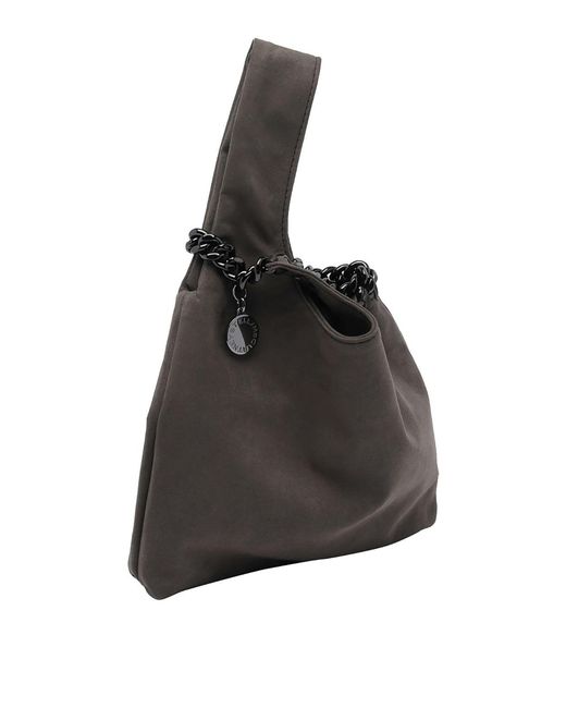 Stella McCartney Black Dark Taupe Falabella Wristlet Bag