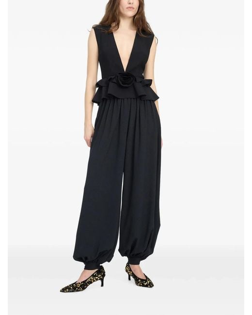 ROTATE BIRGER CHRISTENSEN Black V-Neck Top