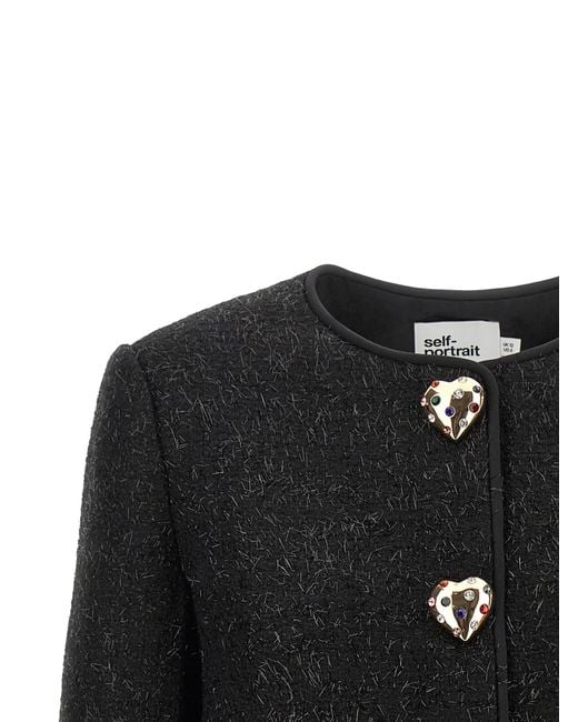 Self-Portrait Black Self Portrait Bouclé Fur Jacket