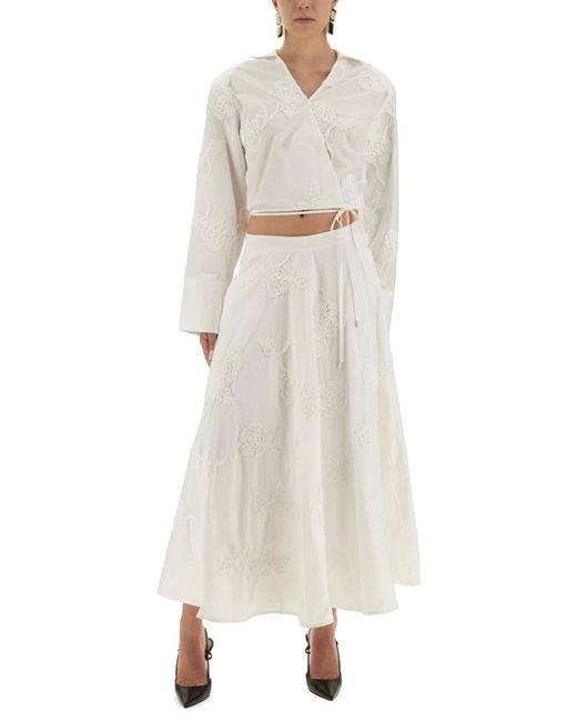 ROTATE BIRGER CHRISTENSEN White Wraparound Shirt Top