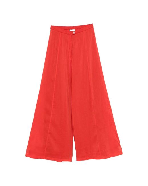 Forte_forte Red Voile Cotton And Silk Trousers