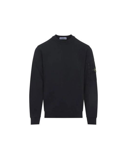 Stone Island Blue Regular Fit Crew Neck Sweatshirt With Seasonal Pocket for men