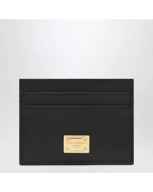 Dolce & Gabbana Black Dolce&Gabbana Leather Card Holder With Logo Tag
