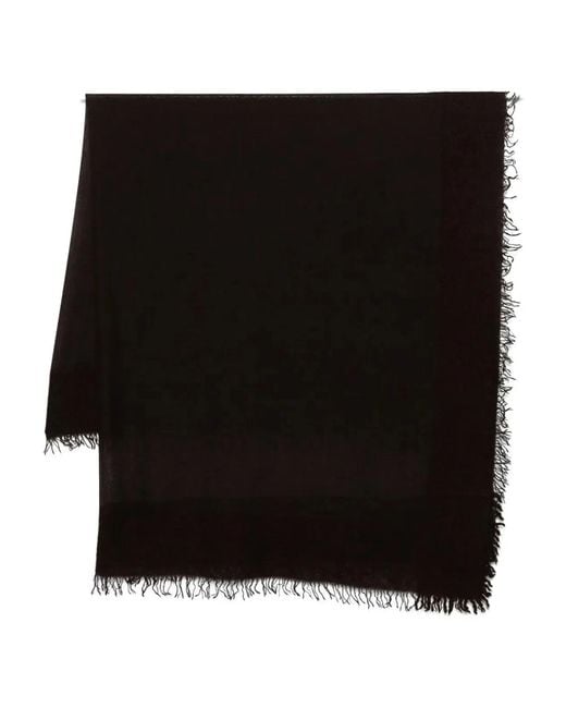 Faliero Sarti Black Fringed Wool Scarf