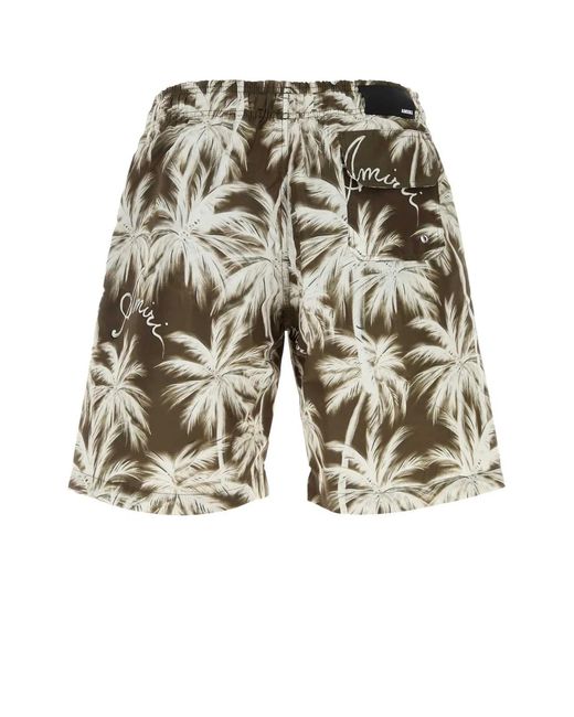 Amiri Brown Printed Swim Shorts for men