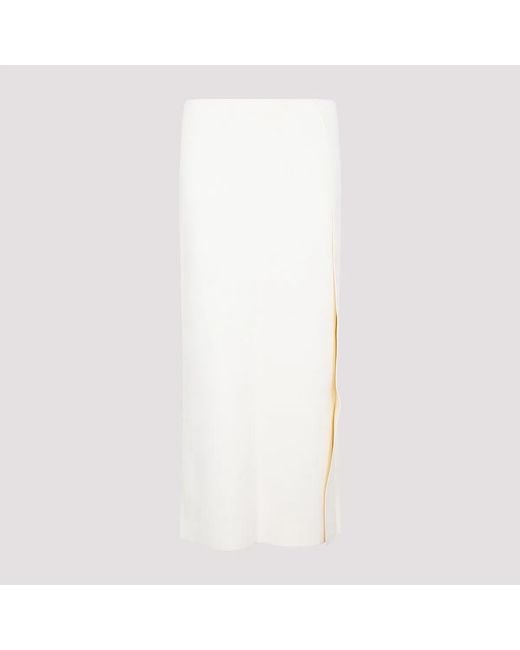 Jil Sander White Ivory Viscose Blend Skirt