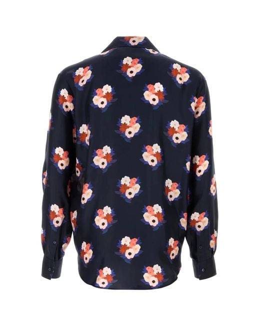 Fendi Blue Printed Silk Shirt for men