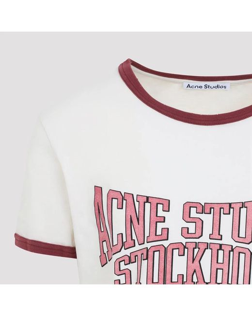 Acne Pink Off Burgundy T-Shirt for men