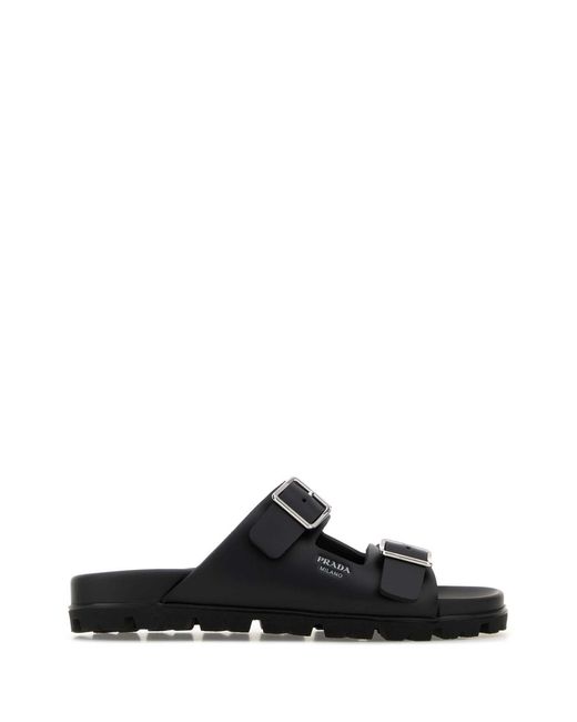 Prada Black Rubber Slides