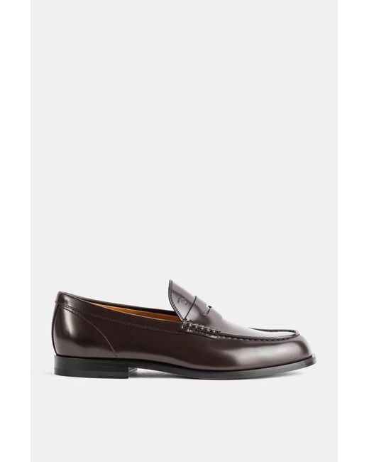 Tod's White Mocassin En Cuir Poli Brun Foncé for men