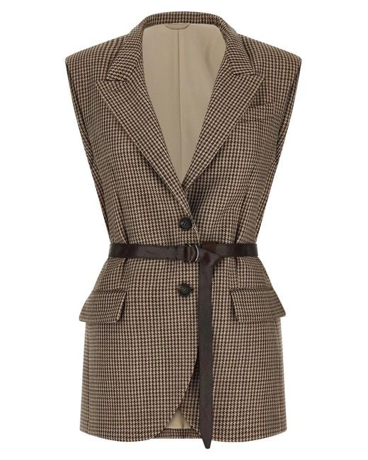 Brunello Cucinelli Gray Belted Vest