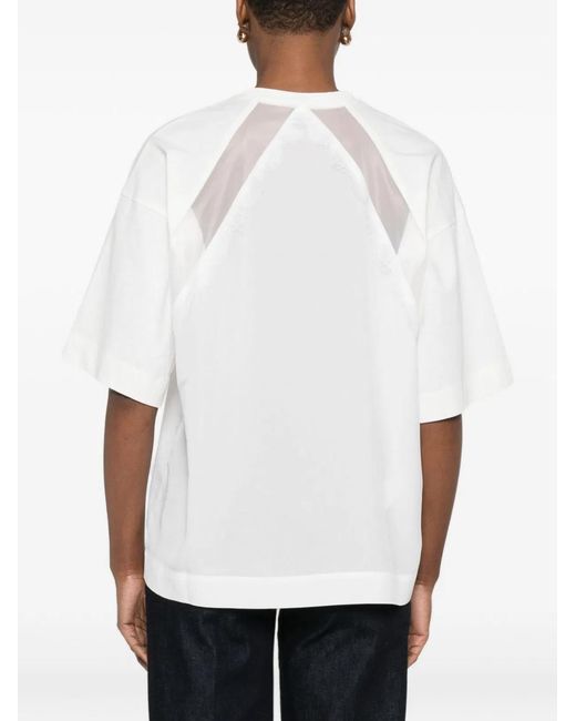 Pinko White Lace Detail Short T-Shirt