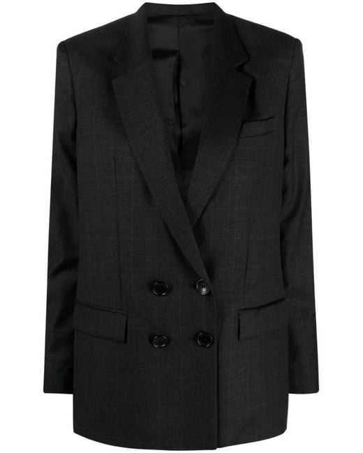 Isabel Marant Black Virgin Wool Plaid Blazer