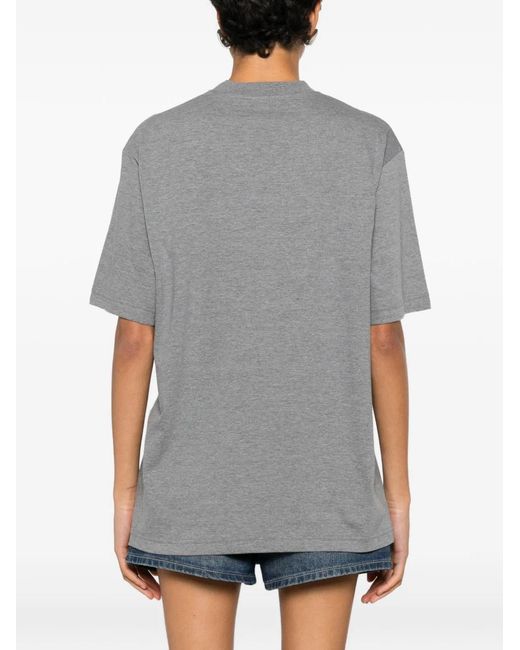 Gucci Gray Cotton T-Shirt With Printed Logo for men