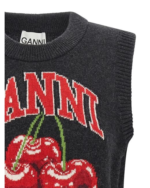 Ganni Black 'Cherry' Vest