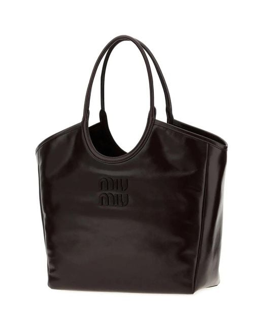 Miu Miu Black Dark Ivy Leather Shopping Bag