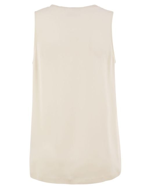 Fabiana Filippi Natural Silk-Blend Sleeveless V-Neck Top