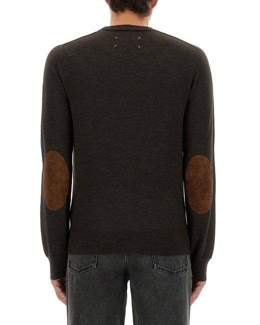 Maison Margiela Black Wool Sweater With Elbow Patches for men